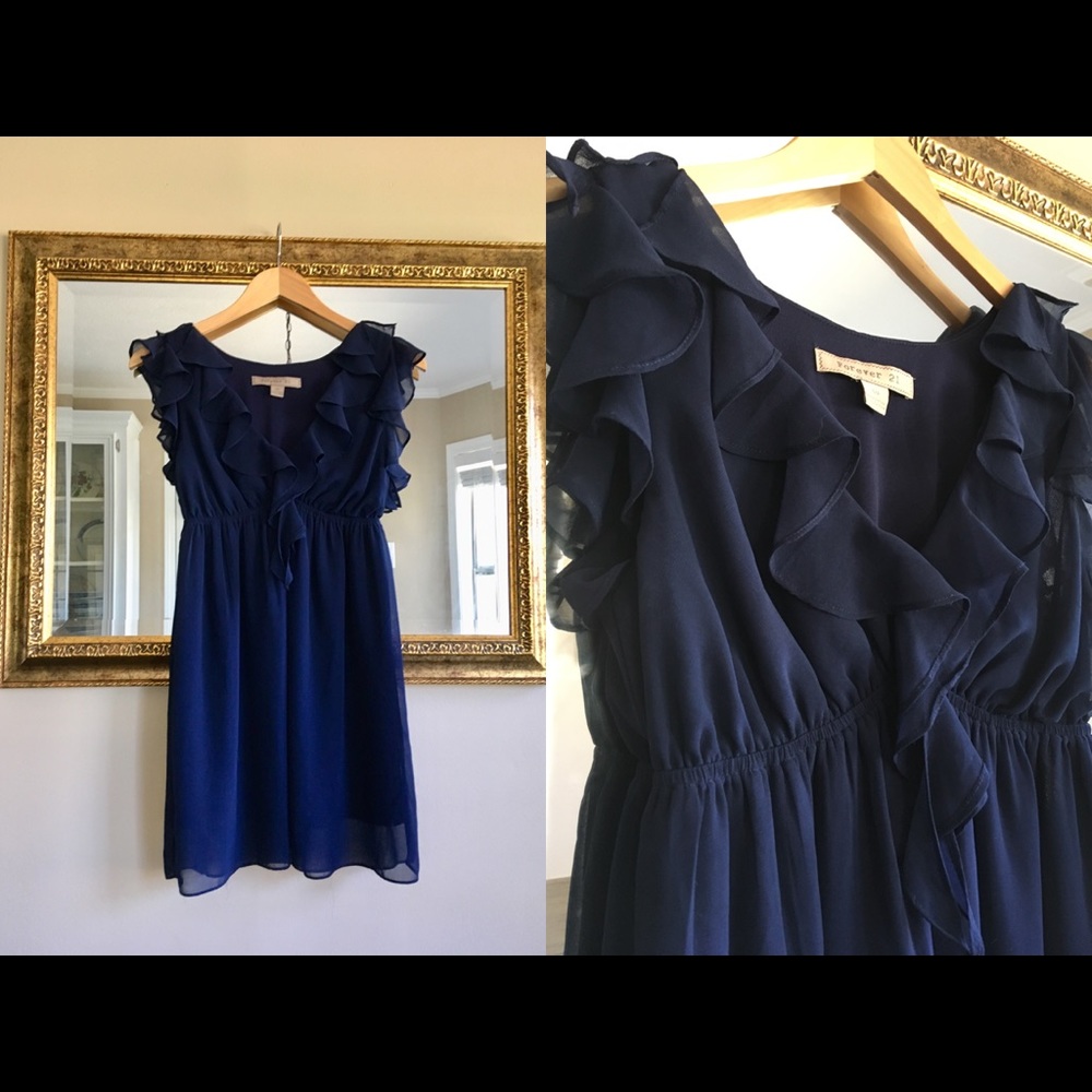 3 for $15/ F21 Navy Ruffle Dress